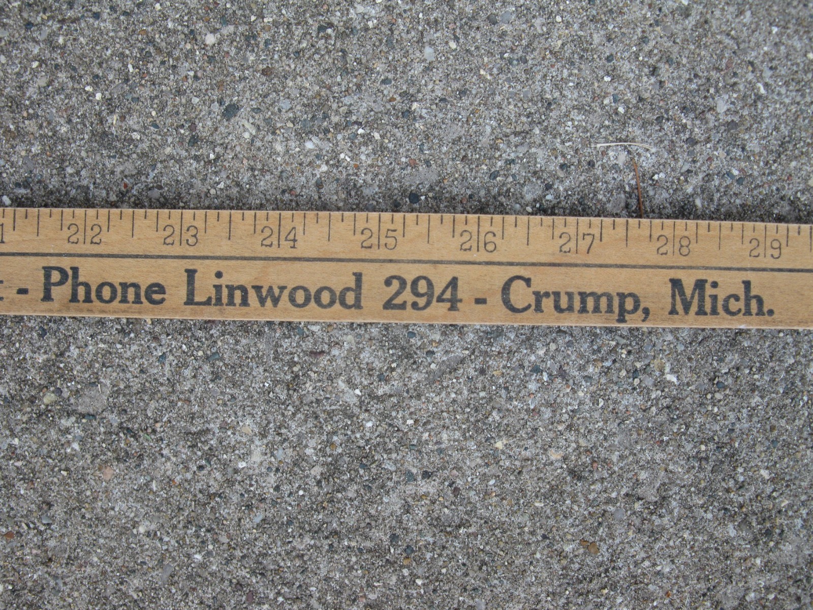 Antique JOHN DEERE Farm Equip Yard Stick 3 Digit Phone Number Crump Michigan