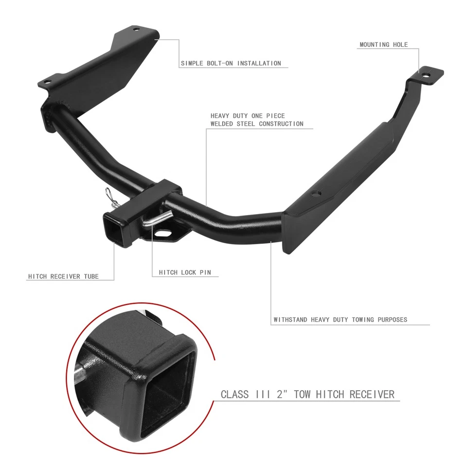 Receptor de enganche de remolque de remolque de parachoques trasero clase 3 de 2" para Dodge Durango 98-03 Foto 2 de 4