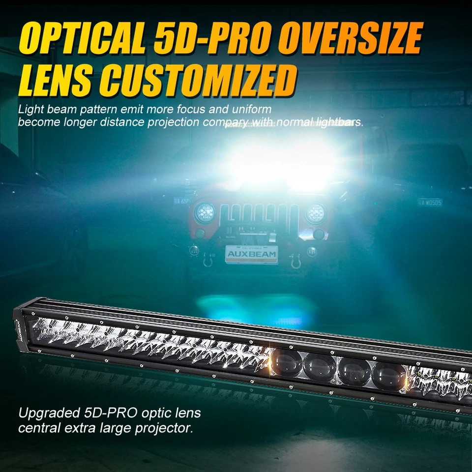 AUXBEAM 42" Inch LED Head Light Bar 5D-PRO Driving Work Lamp for Offroad SUV ATV Foto 3 de 4