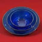 PYREX - COBALT BLUE Ribbed Nesting Mixing Bowls Includes 7401S 7402S 7403S. VGC