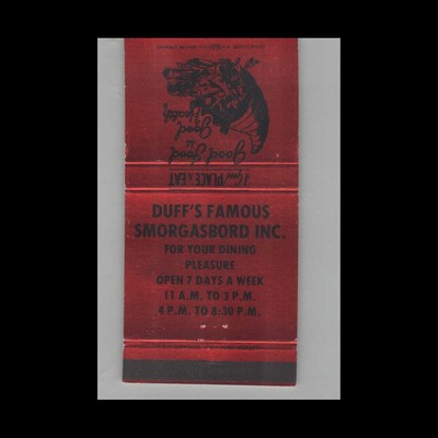 Matchbook Cover Duff's Famous Smorgasbord Inc Cincinnati OH