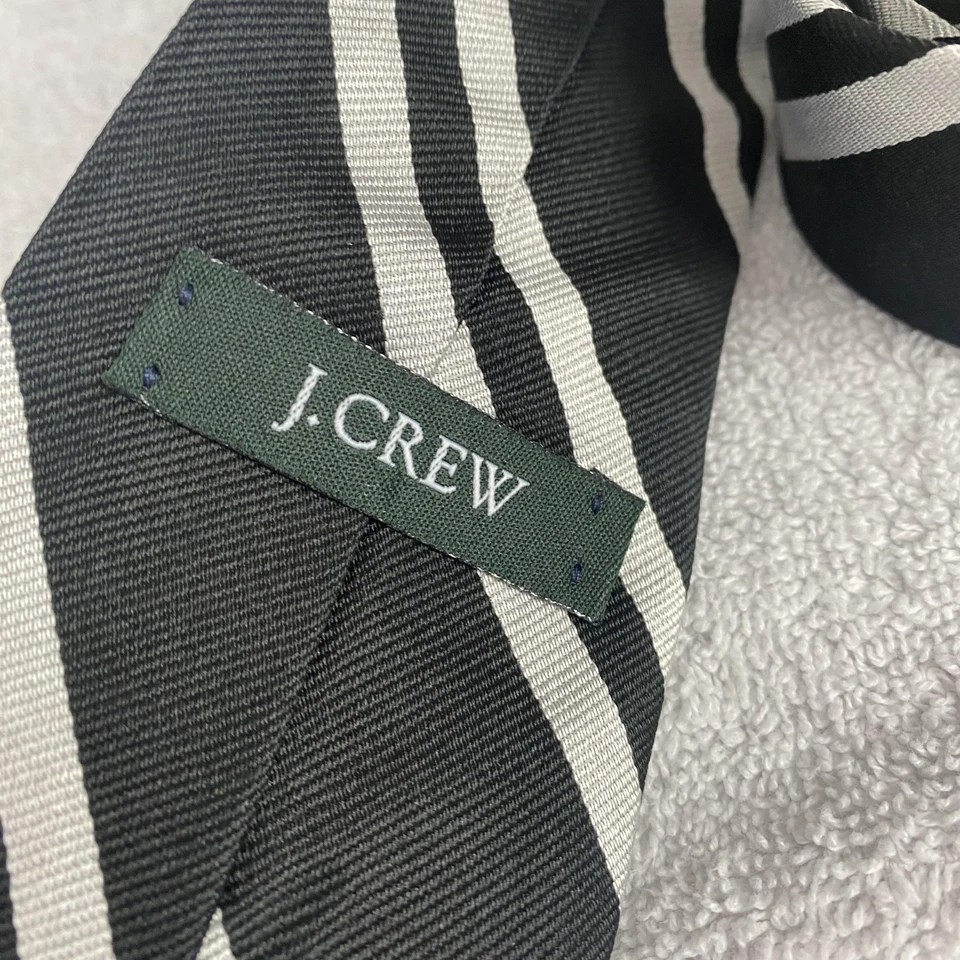 Corbata J Crew para hombre negra blanca a rayas seda inglesa hecha a mano EE. UU. Prendas para el cuello clásicas Foto 4 de 4