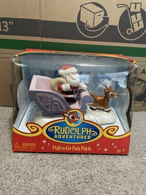 Rudolph Adventures Pull-N-Go Fun Pack ~ Santa, Sleigh & Rudolph
