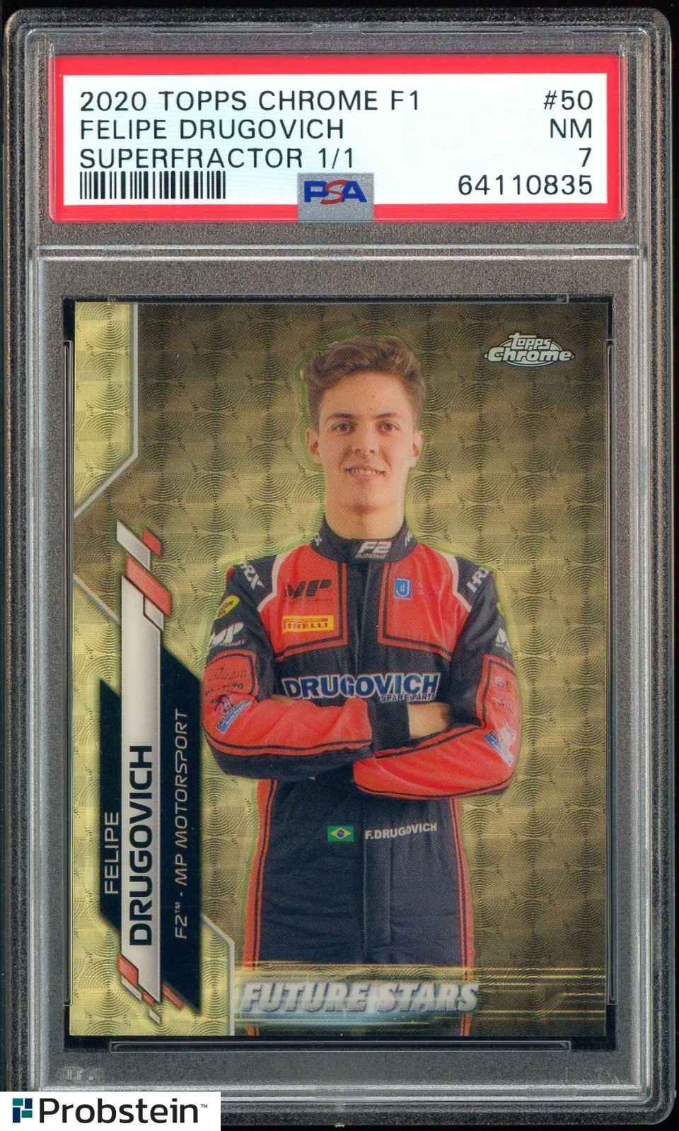 2020 Topps Chrome F1 Formula Superfractor #50 Felipe Drugovich 1/1 PSA 7 NM