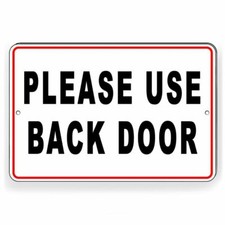 Please Use Back Door Sign metal warning delivery notice please knock SW047