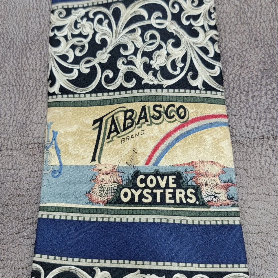 TABASCO Tie 60x4 McIhenny Hot Sauce Cove Oysters Gulf Shrimp Advertising Floral - Image 4 of 4