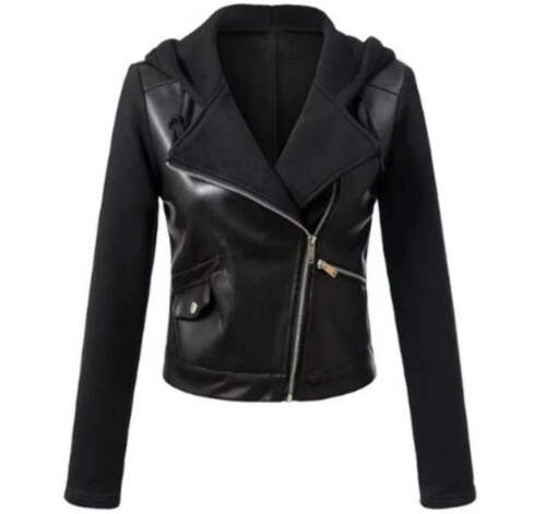 Leather coats Motorcycle Jacket Black Outerwear leather PU Jacket - Picture 3 of 15
