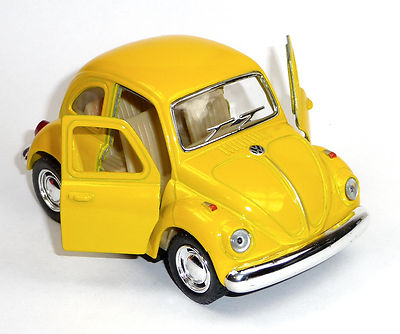 VW Käfer Modellauto Spritzguss ca. 9,6 cm gelb ''Baby-Käfer'' von KINSMART