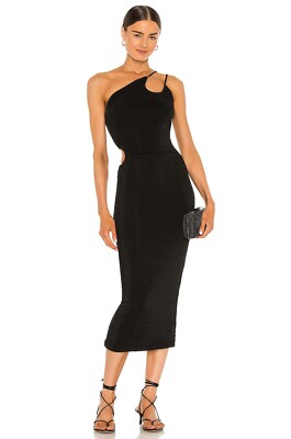 misha one shoulder dress NWT Misha Collection Black X Revolve Vanina One Shoulder Side cut Dress  Size 8