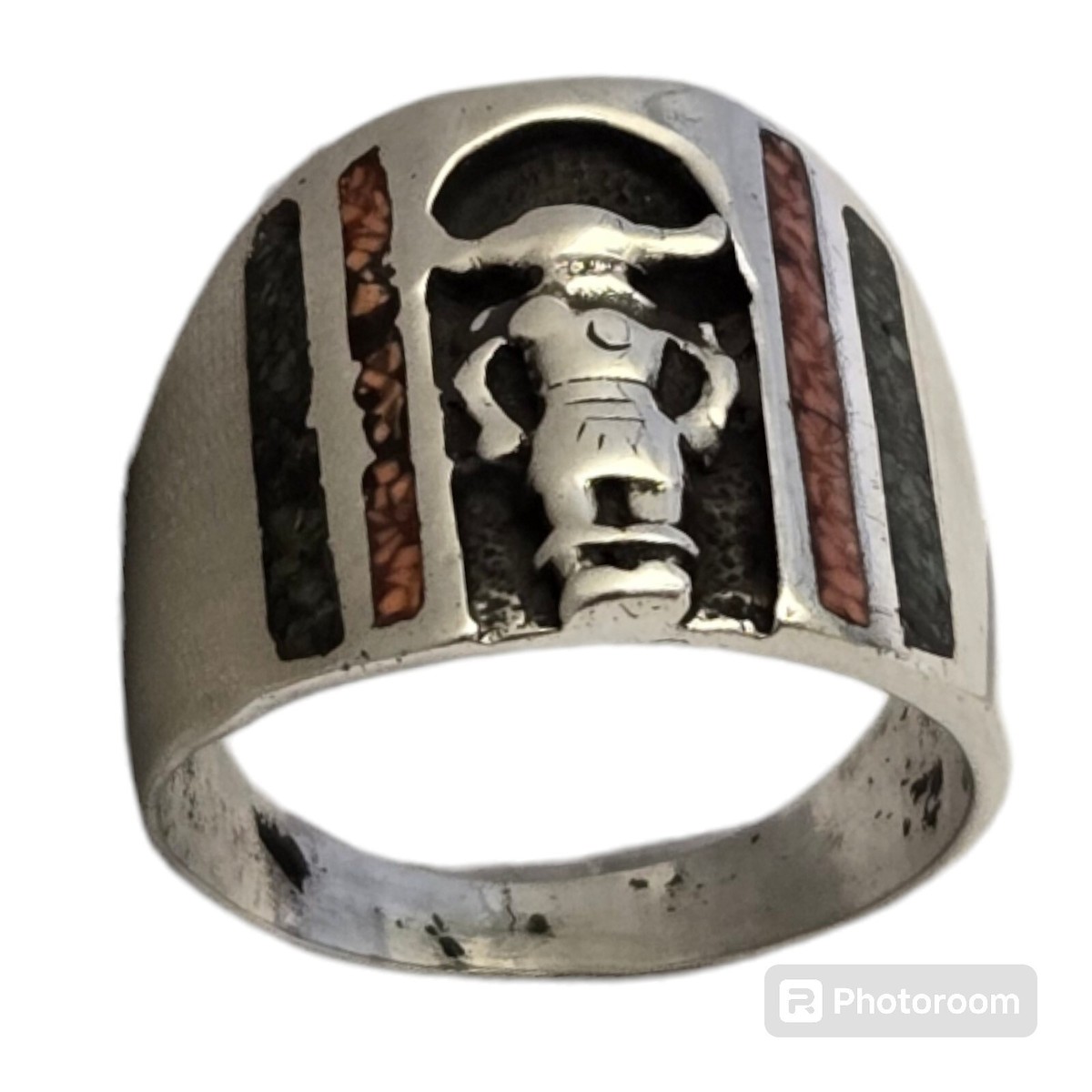 Important Hand Carved Native American Navajo Sugulite Sterling Silver Kachina Ring Important Hand Carved Native American Navajo Sugulite Sterling Silver Kachina Ring