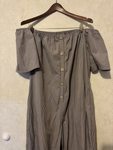 Off Shoulder Women’s One Piece Baggy Jumper Stretch Buttons Fashion 2X - 第 4/14 張圖片