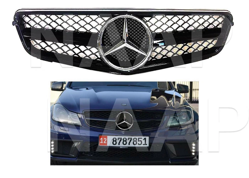Полностью черная решетка C250 C300 C350 C63 Chrome Star 2008 2009 2010 2012 2013 2014 - Изображение 3 из 4