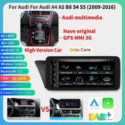 10.25'' TouchScreen Carplay for AUDI A4 A5 2009-2016 Head Unit Radio Android 14