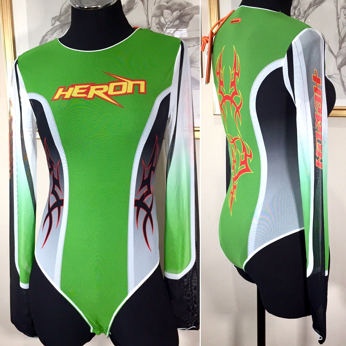 HERON PRESTON メッシュシャツ XL【激レア】 Heron Preston Gothic Green Bodysuit Sheer Mesh Raving US Womens