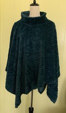 Le Moda Wr Teal Faux Fur Poncho Blue One Size