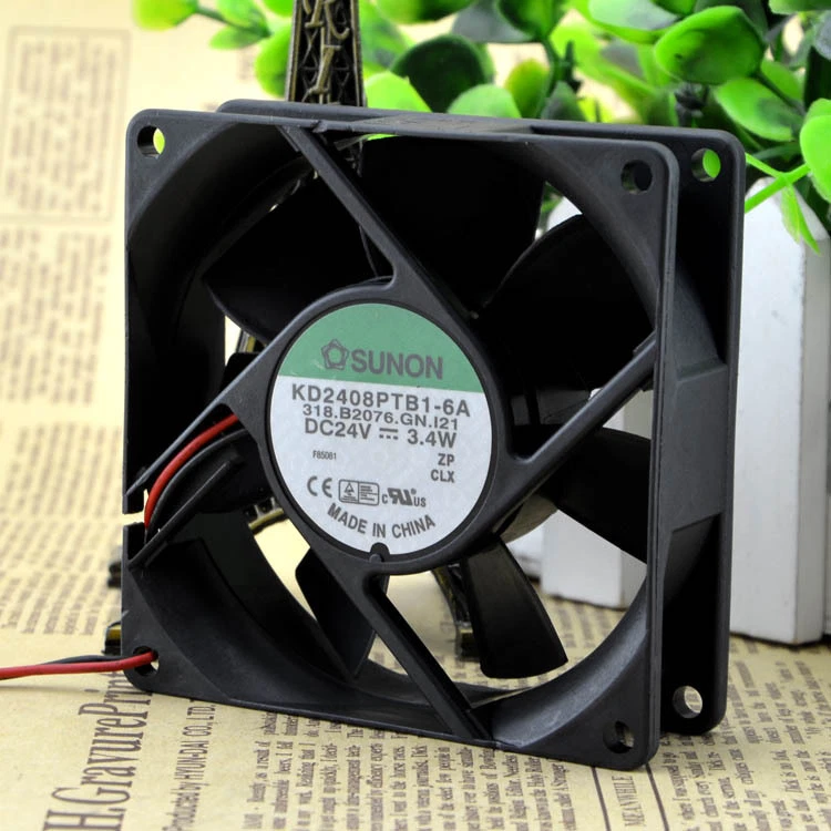 SUNON KD2408PTB1-6A DC 24V 3.4W 2-wire 80x80x25mm Case Cooling Fan Fast Delivery - Image 2 of 4