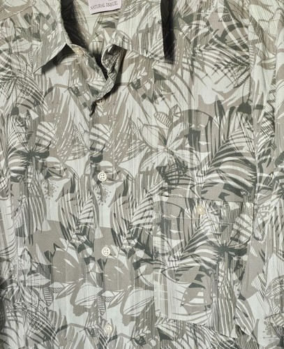Natural Issue Mens Green Leaf Pattern Short Sleeve Shirt XL Vacation Travel - Picture 2 of 5