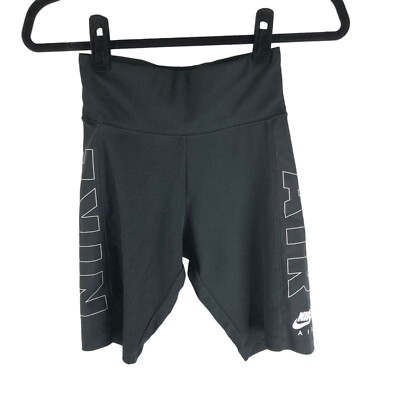 Nike Womens Air Bike Shorts Ribbed Logo Black Size XS
