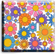 RETRO 70'S GROOVY FLOWERS LIGHT SWITCH OUTLET WALL PLATES FLORAL ROOM HOME DECOR