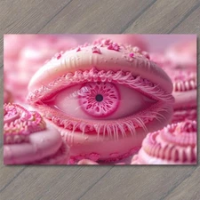 Art Print Macaron Eye Pale Pink Detailed Surreal Unusual Strange Weird Creepy