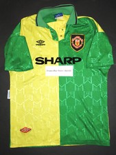 1992-1994 Umbro Manchester United Newton Heath Green/Gold Jersey Shirt Kit