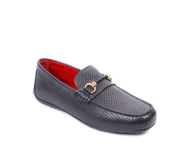 ROBERTO SERPENTINI 20650b Navy Leather Moccasins Loafers Shoes 43 / US 10