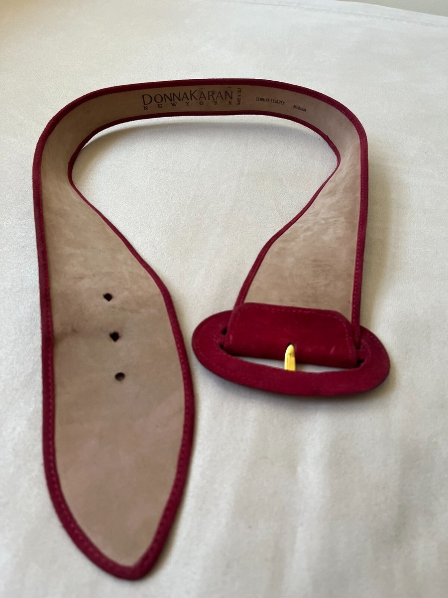 Donna Karan Vintage Maroon Nubuck Leather Belt 1980 Italy  display picture 3