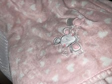 Primark Early Days Pink mouse Comforter Pram Blankie Blanket hearts and balloons