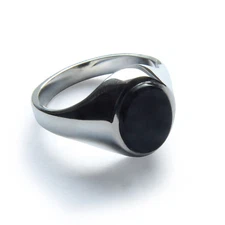 Onyx Signet Rings 925 Sterling Silver Heavy 14x12mm UK Made HM Bespoke Solid L-Z