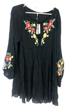 Free People Black Long Sleeve Embellished Mini Dress Size Medium