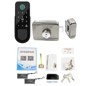 Bluetooth Tuya App Fingerprint Smart Door Lock Gate Password RFID Card Rim Bolt