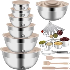 Mixing Bowls Set, 27PCS Khaki With extra large, Set 
