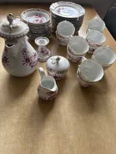 Kaffeeservice Hutschenreuther Linderhof Purpur Gold 12 Personen, TOP, 41-tlg