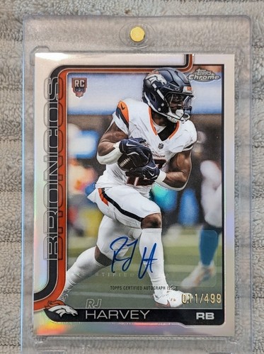2025 Topps Chrome RJ Harvey #RA-RH Rookie Autos Refractor Low # 11/499 Broncos🔥