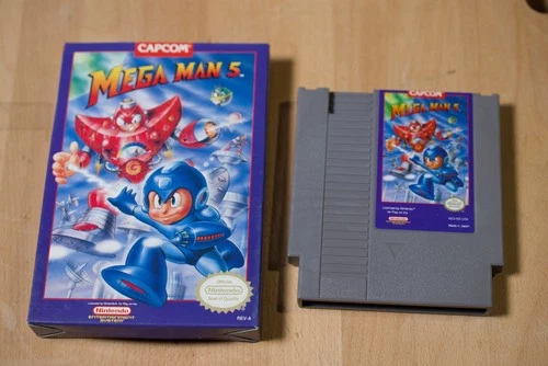 Mega Man 5 (Nintendo NES, 1992) Cart + Box No Manual Rare Untested
