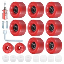 8 Pack Roller Skate Wheels with Bearing Installed 2 Toe Stoppers 58x32mm 82A Red