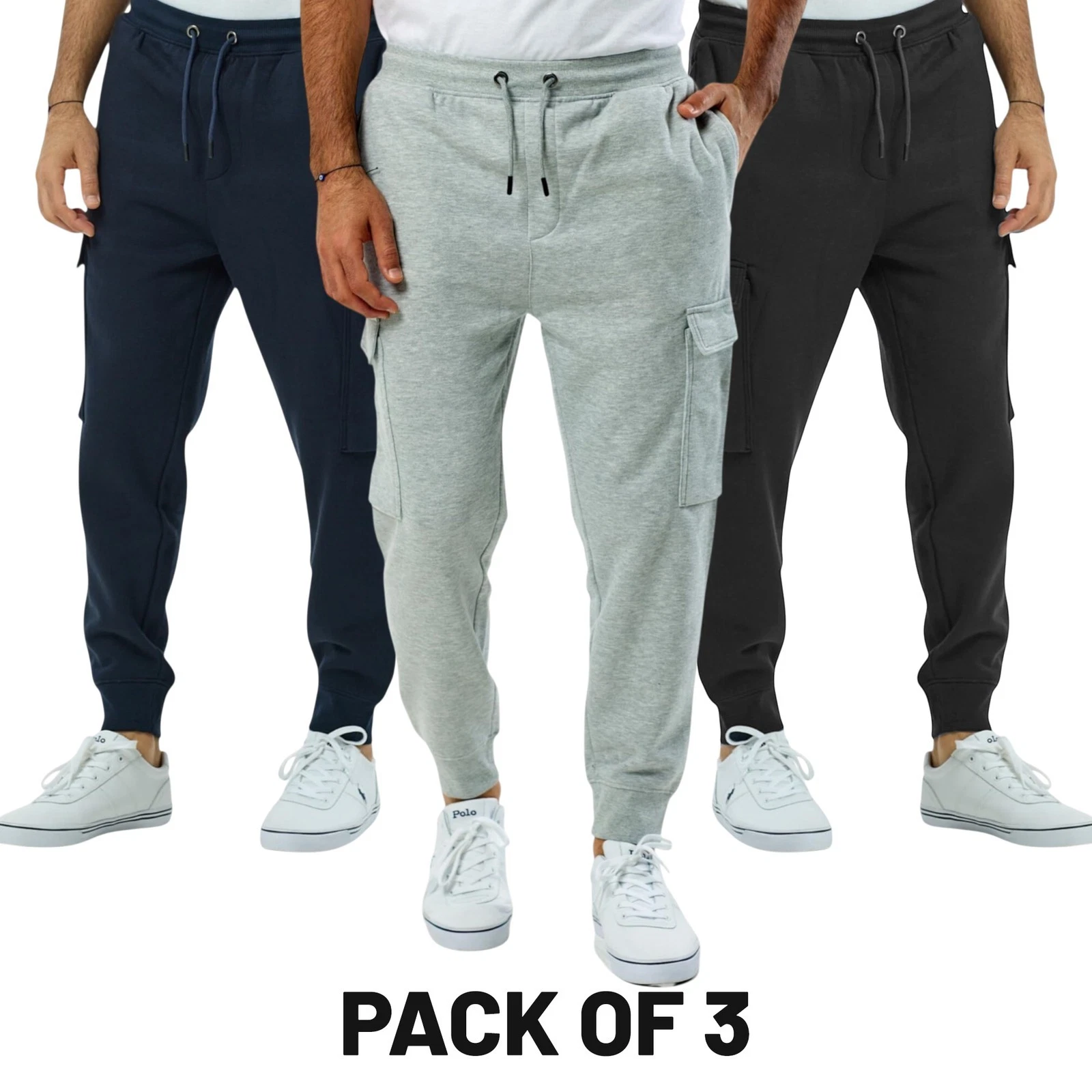 Multipack Mens Cargo Joggers Zip Pockets Fleece Gym Trousers Bottom Track Pants
Opens in a new windo