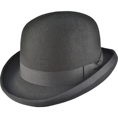 100% Wolle Bowlerhut klassisch schwarz Satin gefüttert, Bowlerhüte, Derbyhut, Hochzeit