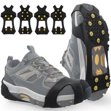 2 Pairs Crampon Ice Cleat Ice Snow Grips Over Shoe Boots Traction Cleats Cram...