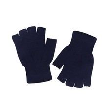 DOOVID Winter Knit Warm Mittens for Women & Men - Stretch One Size, Navy Blue 