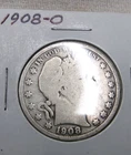1908-SILVER O Barber Half Dollar VERY NICE