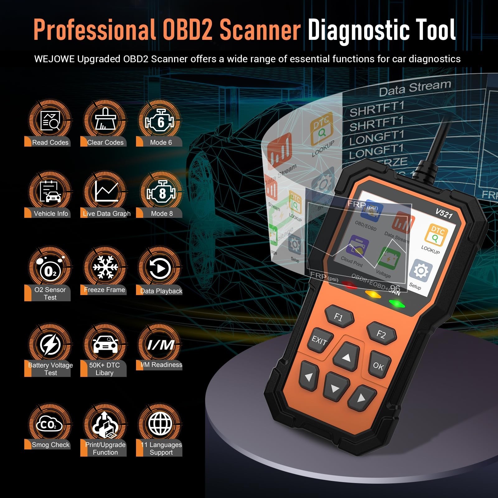 OBD2 Scanner Diagnostic Tool, Professional OBD2 Scanners Car Code Reader Chec...