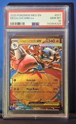 2025 Pokemon Mega Evolution Lucario ex Double Rare #077/132 PSA 10