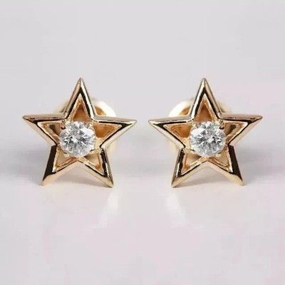 Women's Fancy Star Stud Earring 1.20Ct Lab Grown Diamond 14K Yellow Gold Plated
