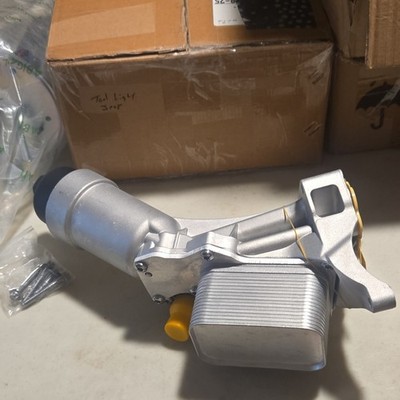 Upgrade Aluminum Engine Oil Cooler Filter Housing with Gasket, Bolts Compatible