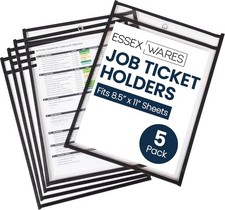 Essex Wares - 5 Pack, Black, Job Ticket Holders, 10" Wide x 13.5" Tall Black 