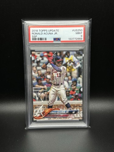RONALD ACUNA JR 2018 TOPPS UPDATE BATTING SSP VARIATION WHITE JERSEY PSA US250