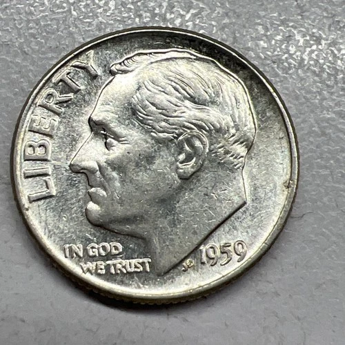 1959 Roosevelt Dime 90% Uncirculated Silver 10c US Coin