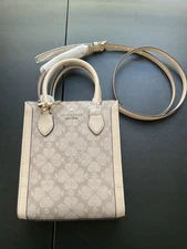 Kate Spade Beige Signature Spade Flower Mini Tote Crossbody