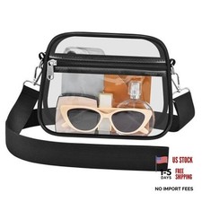 Clear Bag for Stadium Events - Stadium Approved Mini Clear Purse, Small Black